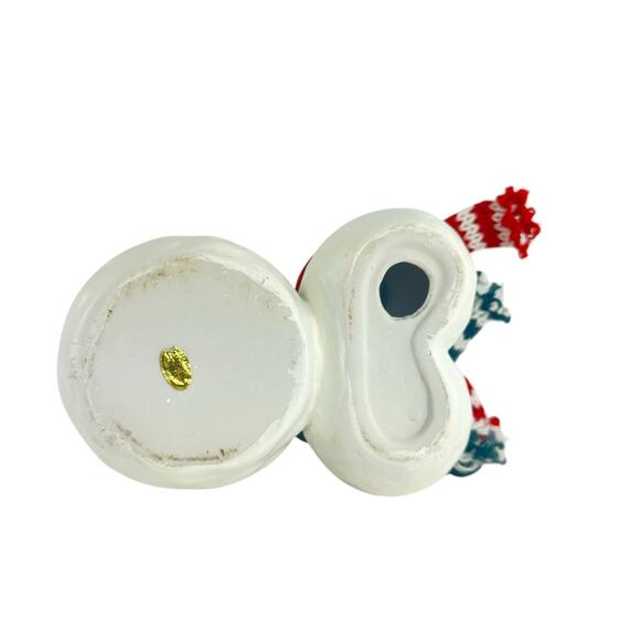 Vintage Ceramic Snowman Couple Planter with Scarves Christmas Vase Holiday Decor - Picture 5 of 15